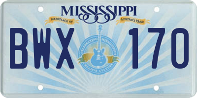 MS license plate BWX170