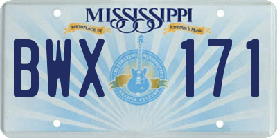 MS license plate BWX171