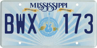 MS license plate BWX173