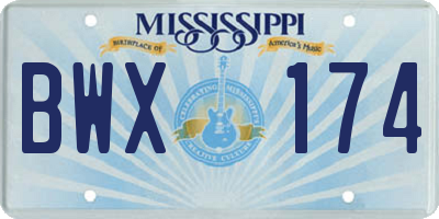 MS license plate BWX174
