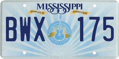MS license plate BWX175