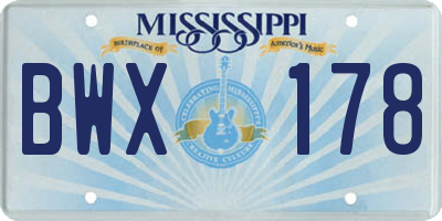 MS license plate BWX178