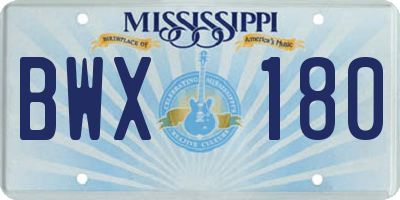MS license plate BWX180