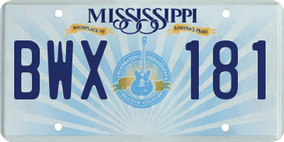 MS license plate BWX181