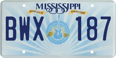 MS license plate BWX187