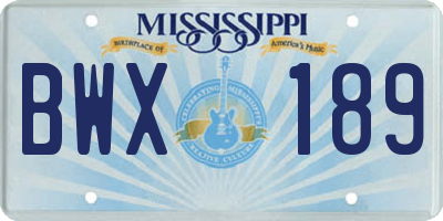 MS license plate BWX189