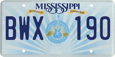 MS license plate BWX190