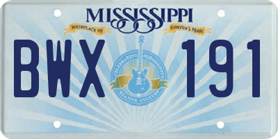 MS license plate BWX191