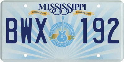 MS license plate BWX192