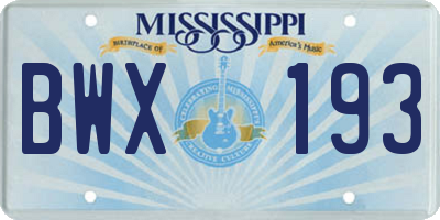MS license plate BWX193