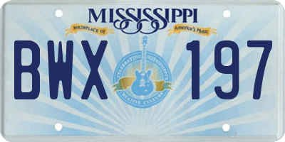 MS license plate BWX197