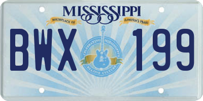 MS license plate BWX199