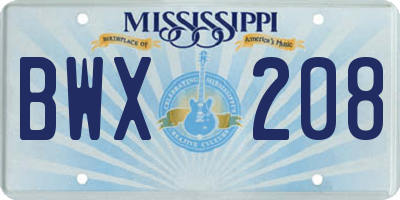 MS license plate BWX208