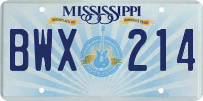MS license plate BWX214