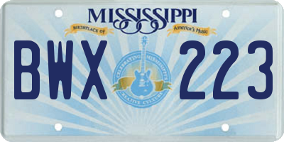 MS license plate BWX223