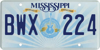 MS license plate BWX224