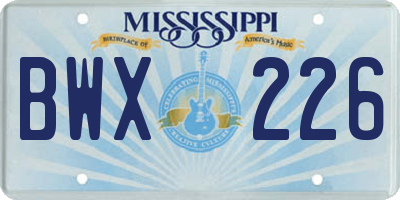 MS license plate BWX226
