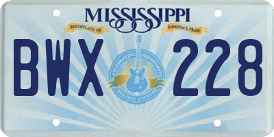 MS license plate BWX228