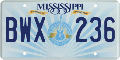 MS license plate BWX236
