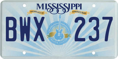 MS license plate BWX237
