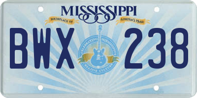 MS license plate BWX238