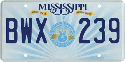 MS license plate BWX239