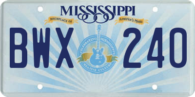 MS license plate BWX240