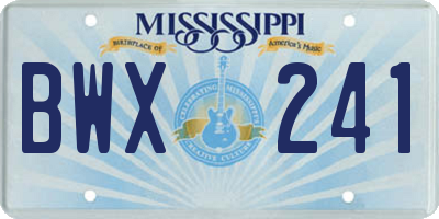 MS license plate BWX241