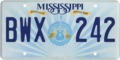 MS license plate BWX242