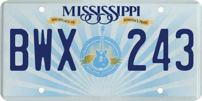 MS license plate BWX243