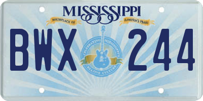 MS license plate BWX244
