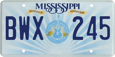 MS license plate BWX245