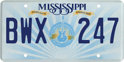 MS license plate BWX247