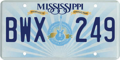 MS license plate BWX249