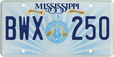 MS license plate BWX250