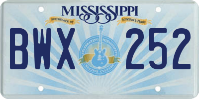 MS license plate BWX252