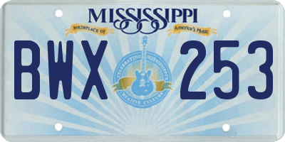 MS license plate BWX253