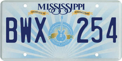 MS license plate BWX254