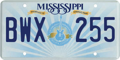 MS license plate BWX255