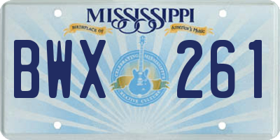 MS license plate BWX261