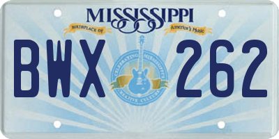 MS license plate BWX262