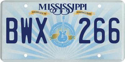 MS license plate BWX266
