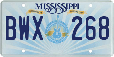 MS license plate BWX268