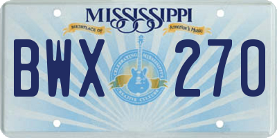 MS license plate BWX270