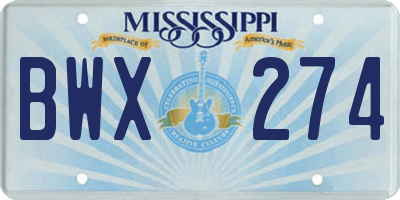 MS license plate BWX274
