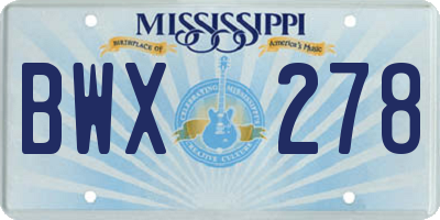 MS license plate BWX278