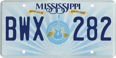 MS license plate BWX282