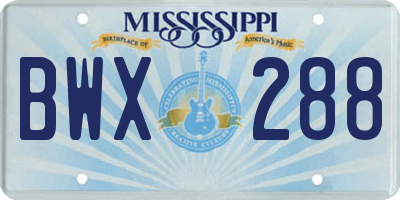 MS license plate BWX288