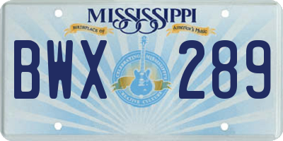 MS license plate BWX289