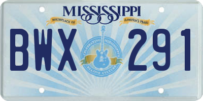MS license plate BWX291